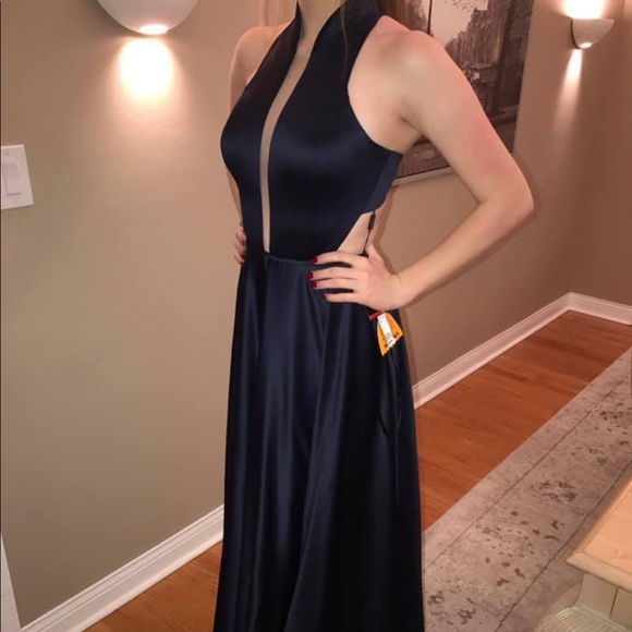 “La Femme” midnight blue prom gown - Picture 2 of 3